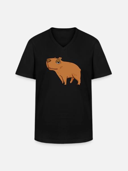 Capybara Wasserschwein - T-shirt col V Homme - noir