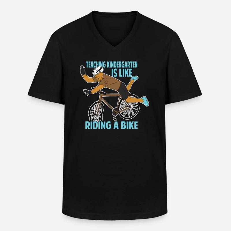 Teaching Kindergarten Is Like Riding A Bike - Funn - Männer-T-Shirt mit V-Ausschnitt - Schwarz