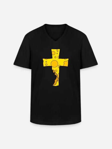 Cross symbol cheese - Men's V-Neck T-Shirt - black