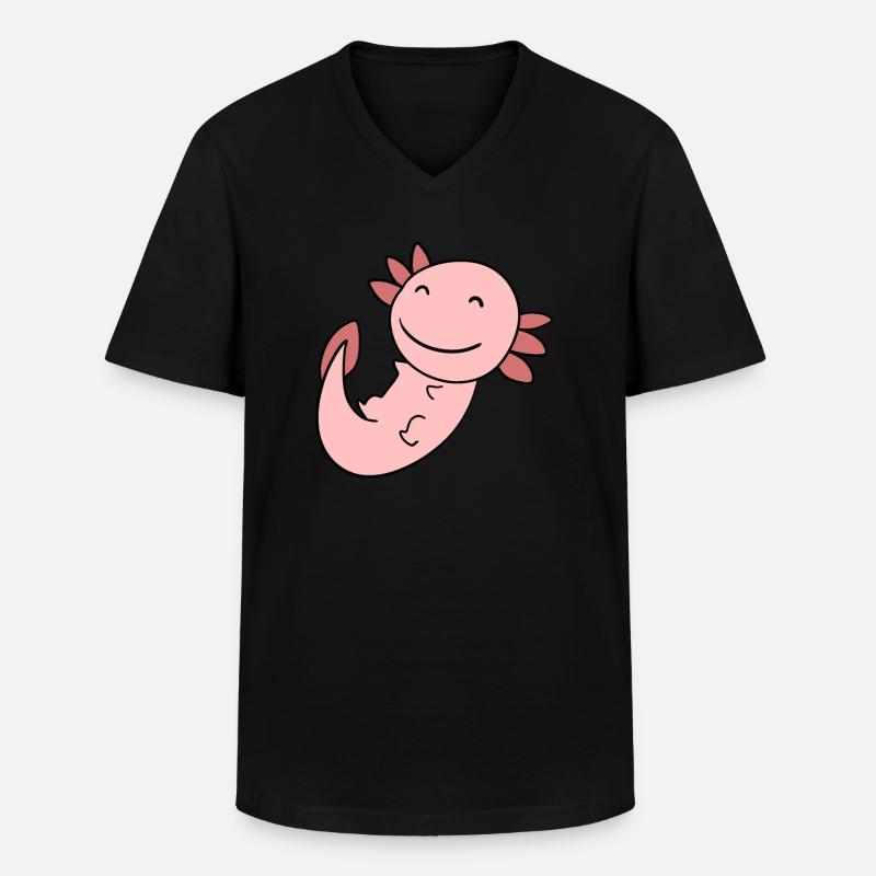 Süßes Axolotl Rosa - Männer-T-Shirt mit V-Ausschnitt - Schwarz