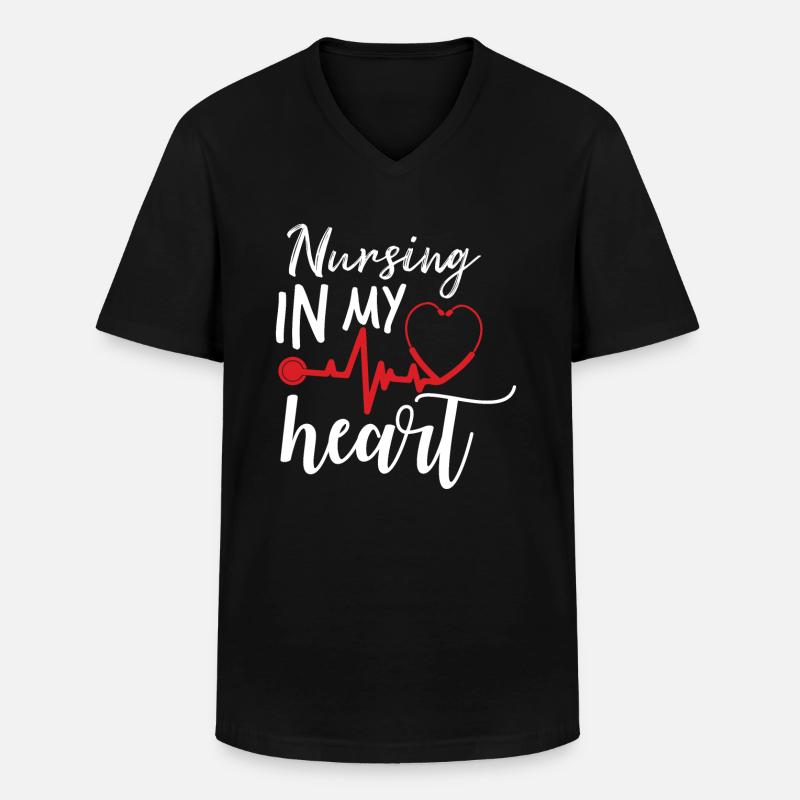 Krankenschwester Herzklopfen - Männer-T-Shirt mit V-Ausschnitt - Schwarz