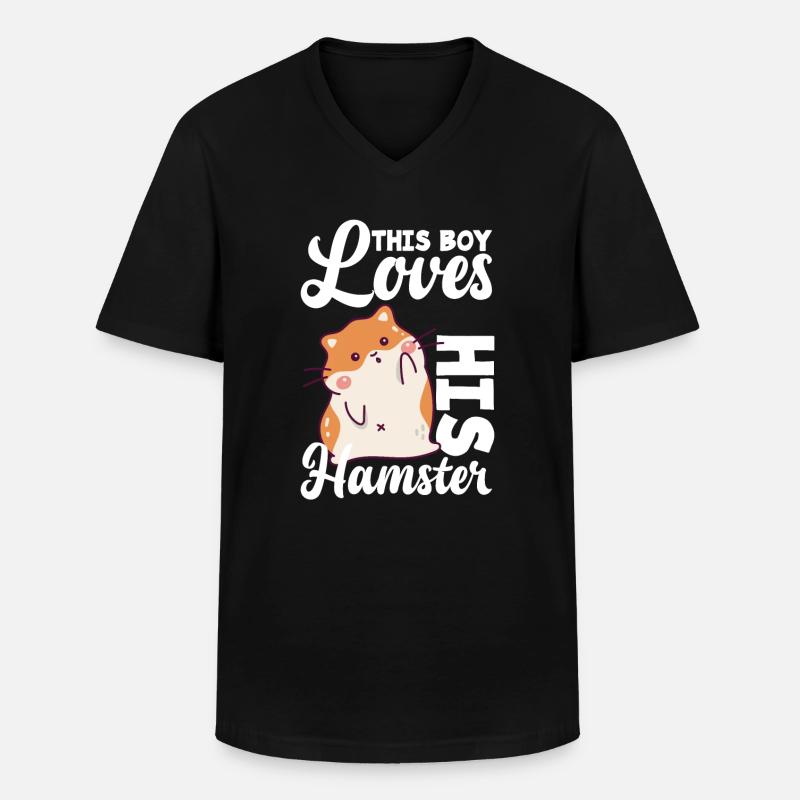 Dieser Junge Liebt Seinen Hamster - Männer-T-Shirt mit V-Ausschnitt - Schwarz