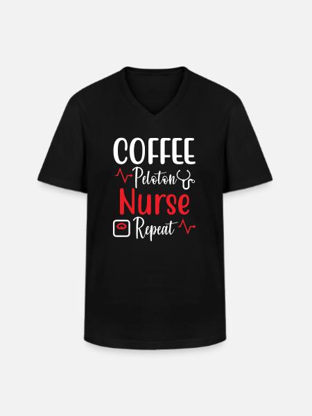 Kaffee Peloton Krankenschwester Repeat - Männer-T-Shirt mit V-Ausschnitt - Schwarz