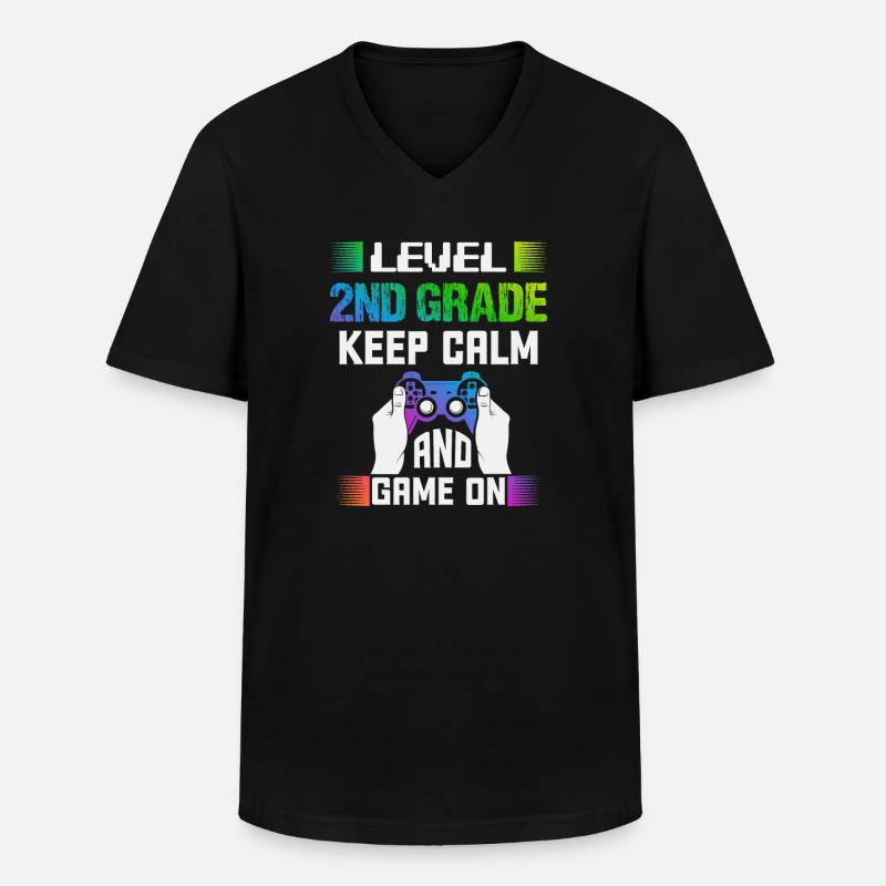 Level 2ND GRADE keep calm and game on - Men's V-Neck T-Shirt - black