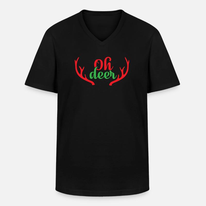 Oh Hirsche - Männer-T-Shirt mit V-Ausschnitt - Schwarz