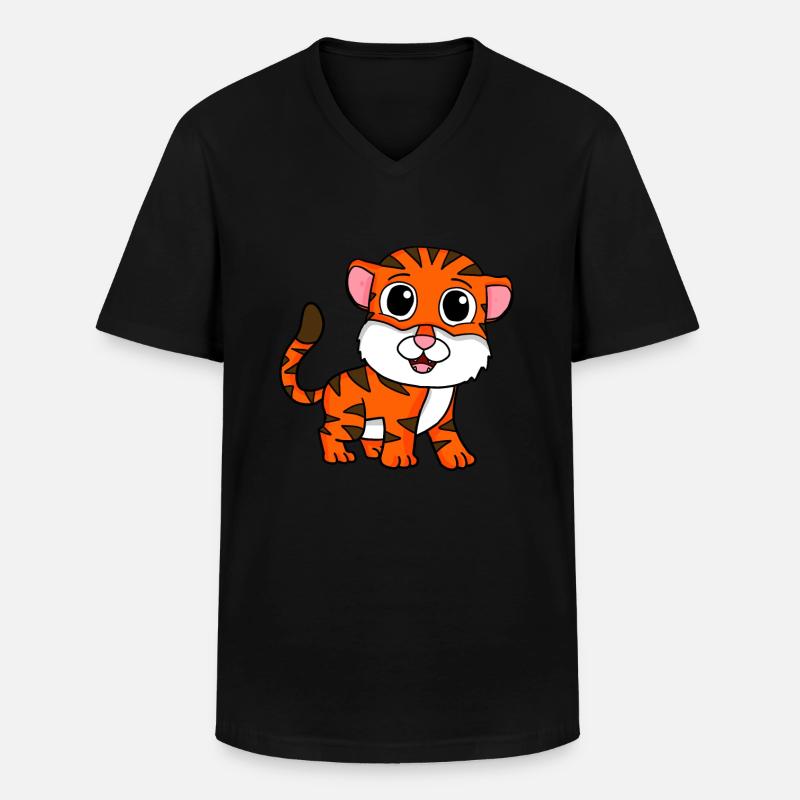 Tiger - Männer-T-Shirt mit V-Ausschnitt - Schwarz
