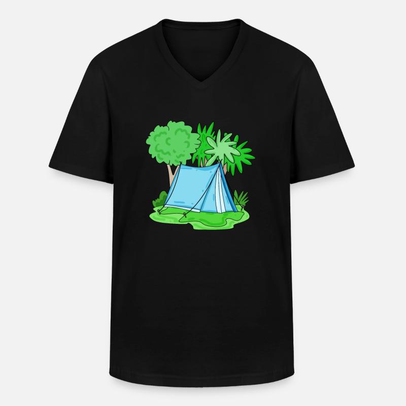 Zelt hellblau - Männer-T-Shirt mit V-Ausschnitt - Schwarz