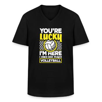 Lustiges Volleyball Geschenk - Männer-T-Shirt mit V-Ausschnitt - Schwarz - Vorne - AI Model Male 178 dark (178cm)