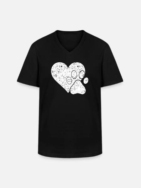Paw heart - Men's V-Neck T-Shirt - black