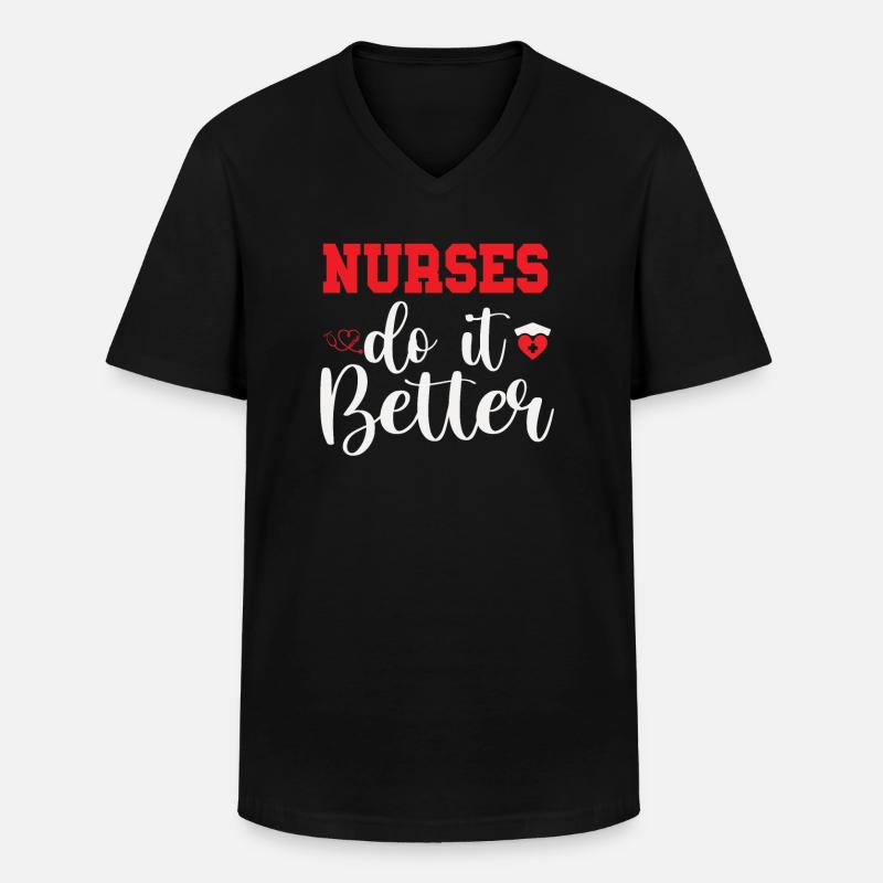 KRANKENSCHWESTERN MACHEN ES BESSER - Männer-T-Shirt mit V-Ausschnitt - Schwarz