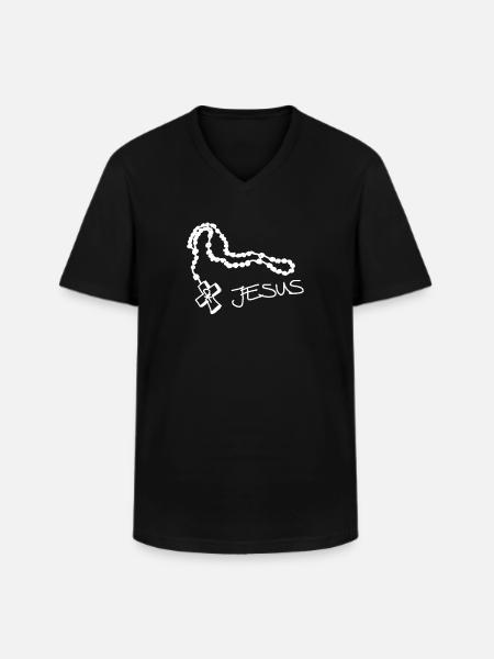 Rosenkrans, symbol, kors, Gud, Pax, Jesus - Klassisk herre T-shirt med V-udskæring - sort