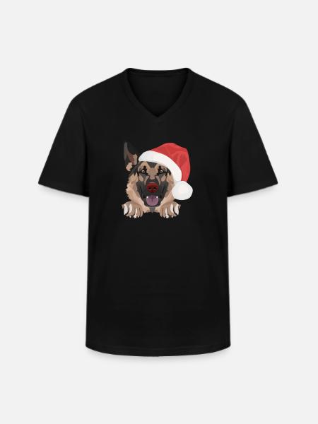 German Shepherd Merry Christmas - Men's V-Neck T-Shirt - black