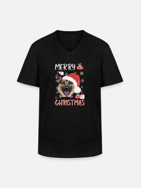 German Shepherd Merry Christmas - Men's V-Neck T-Shirt - black