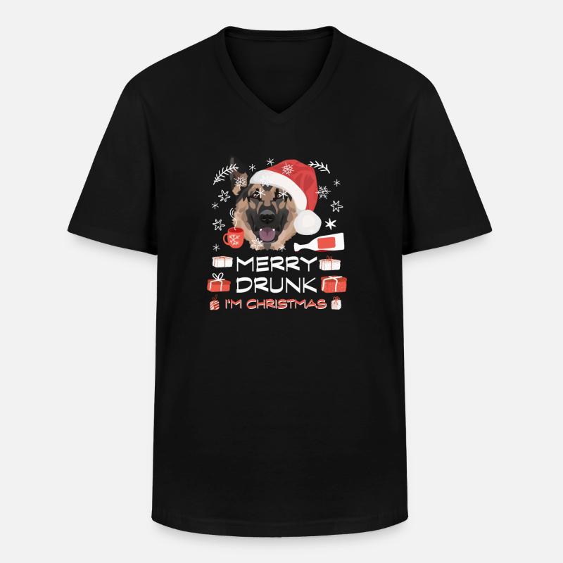 Deutscher Schäferhund Weihnachtsmarkt - Männer-T-Shirt mit V-Ausschnitt - Schwarz