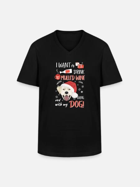 Labrador mulled wine Christmas - Men's V-Neck T-Shirt - black