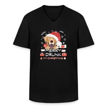 Labrador Christmas Market - Men's V-Neck T-Shirt - black - Front - AI Model Male 178 dark (178cm)