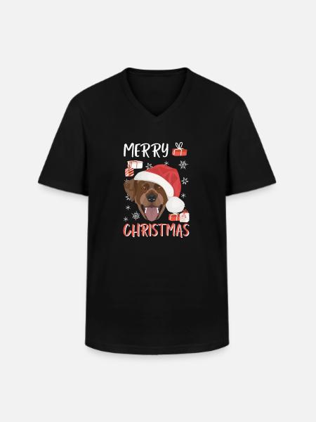 Joyeux Noël Labrador - T-shirt col V Homme - noir
