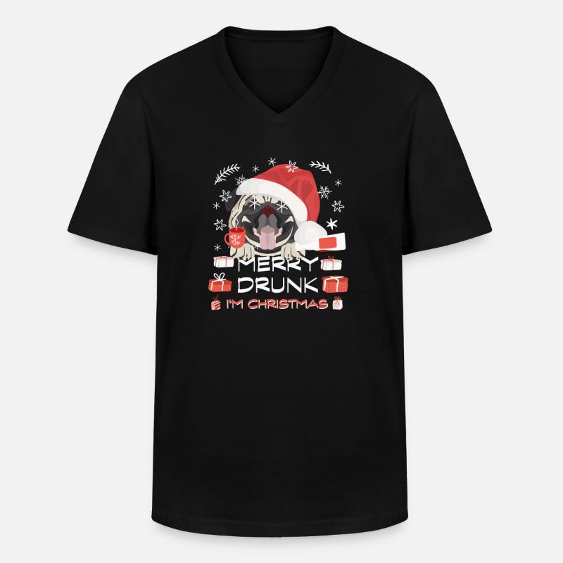 Mops Weihnachtsmarkt - Männer-T-Shirt mit V-Ausschnitt - Schwarz