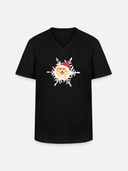 Pomeranian Merry Christmas - Men's V-Neck T-Shirt - black