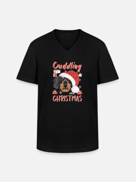 Wire-haired Dachshund Merry Christmas - Men's V-Neck T-Shirt - black