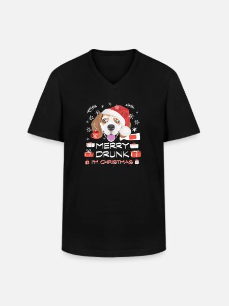 Beagle Weihnachtsmarkt - Männer-T-Shirt mit V-Ausschnitt - Schwarz