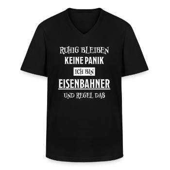 Eisenbahner Spruch Eisenbahn Lokführer Geschenk - Männer-T-Shirt mit V-Ausschnitt - Schwarz - Vorne - AI Model Male 178 dark (178cm)