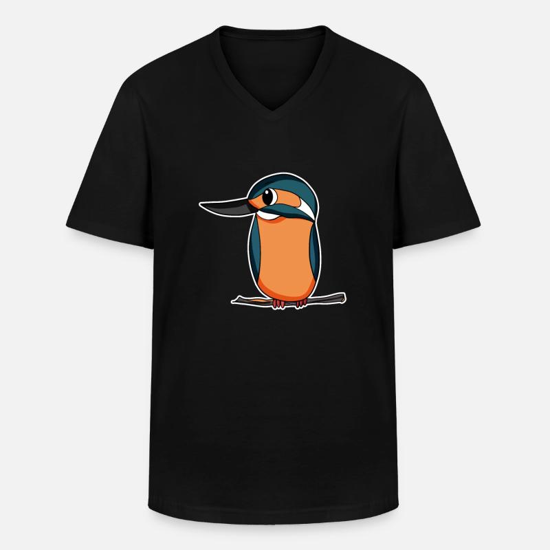 Eisvogel Blauer Vogel - Männer-T-Shirt mit V-Ausschnitt - Schwarz