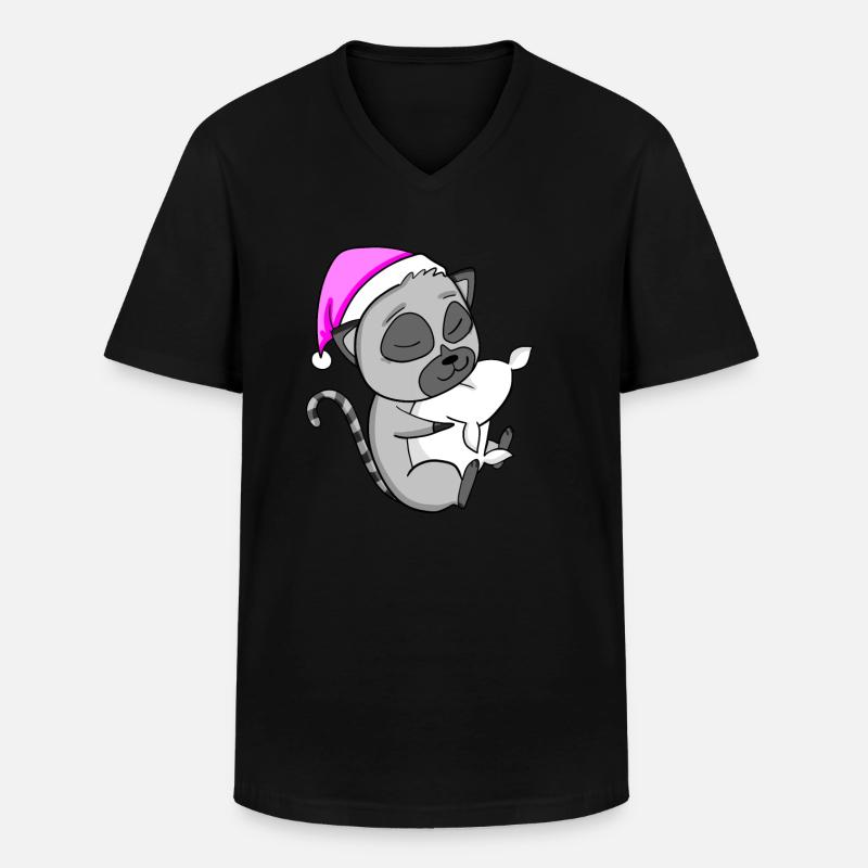 Lemur - Männer-T-Shirt mit V-Ausschnitt - Schwarz
