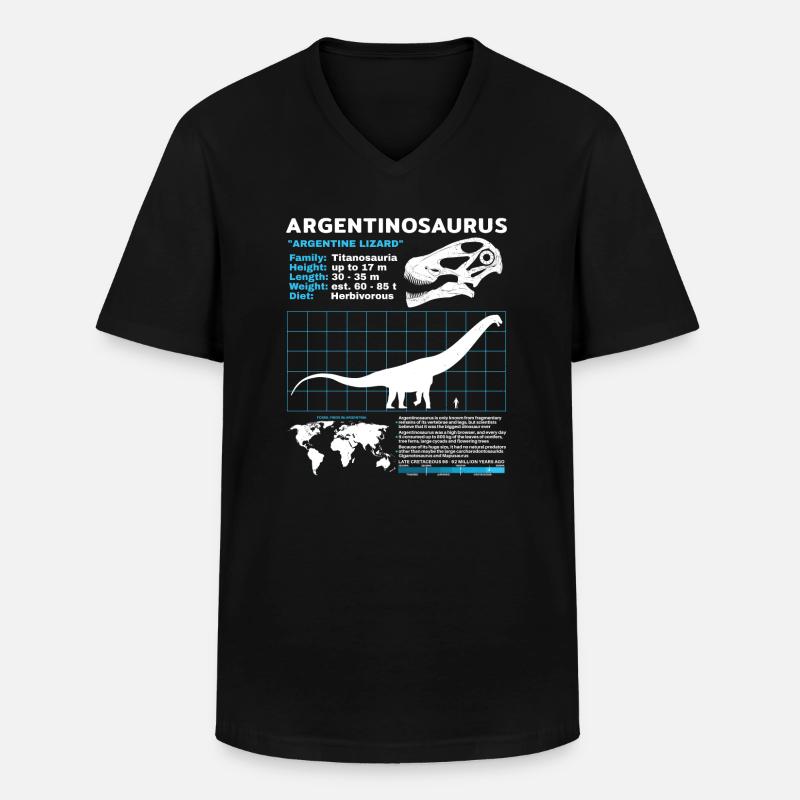 Argentinosaurus Datenblatt - Männer-T-Shirt mit V-Ausschnitt - Schwarz
