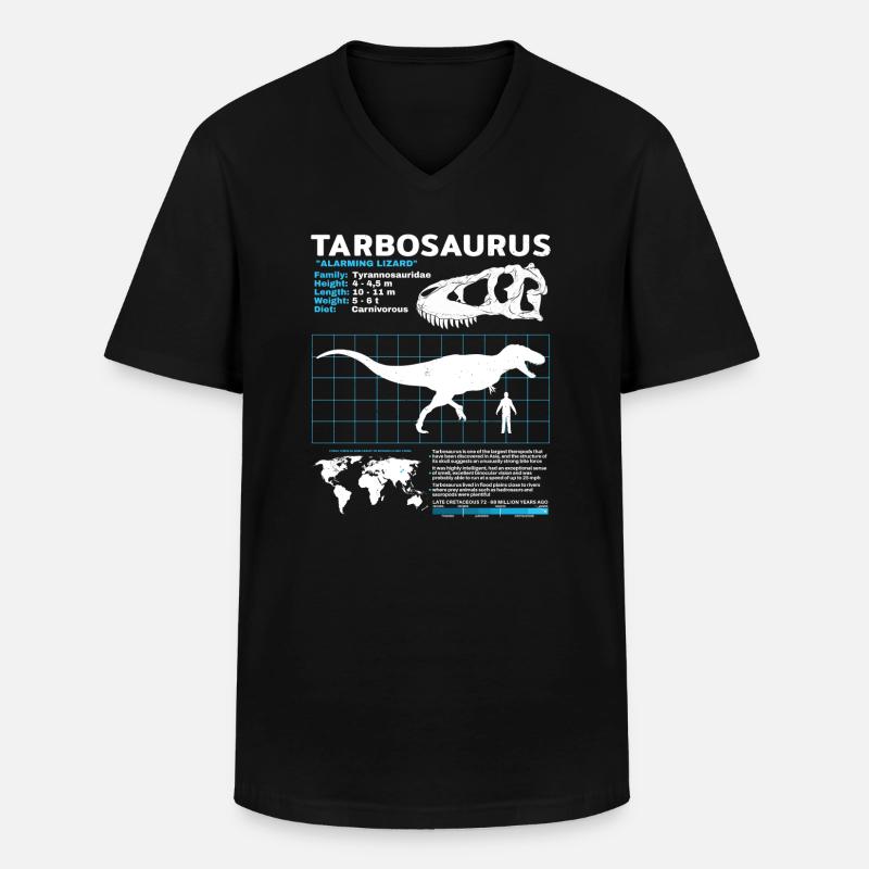 Tarbosaurus fact sheet - Männer-T-Shirt mit V-Ausschnitt - Schwarz