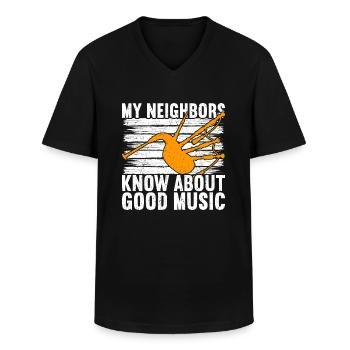 Joueur de cornemuse Cornemuse Bagpiper - T-shirt col V Homme - noir - Devant - AI Model Male 178 dark (178cm)