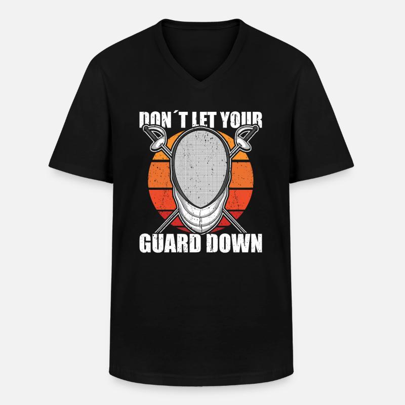 Fechten - Männer-T-Shirt mit V-Ausschnitt - Schwarz