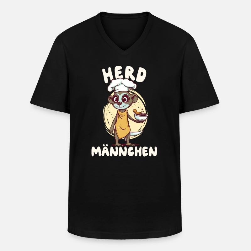 Herdmännchen Erdmännchen Koch - Männer-T-Shirt mit V-Ausschnitt - Schwarz