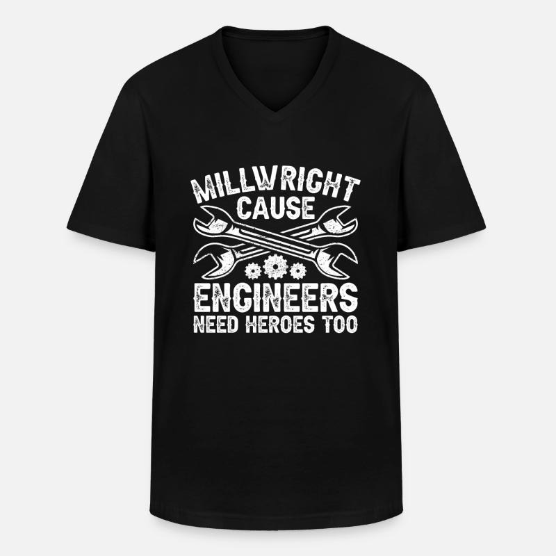 Mühlenbauer Mühlenbauer - Männer-T-Shirt mit V-Ausschnitt - Schwarz