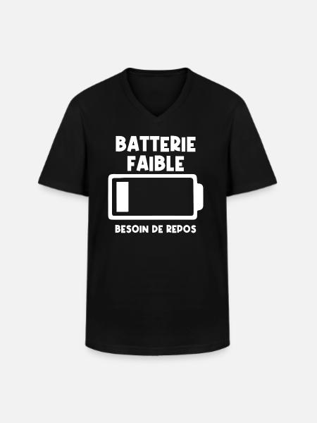 Batterie faible - T-shirt col V Homme - noir
