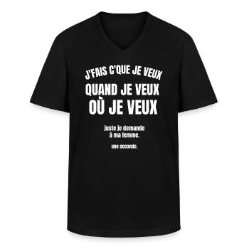 je fais ce que je veux - T-shirt col V Homme - noir - Devant - AI Model Male 178 dark (178cm)
