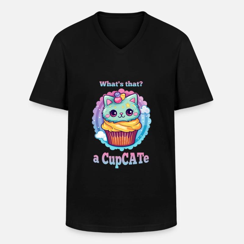 Sweet CupCATe - Cute Cupcake Cat Design - Männer-T-Shirt mit V-Ausschnitt - Schwarz