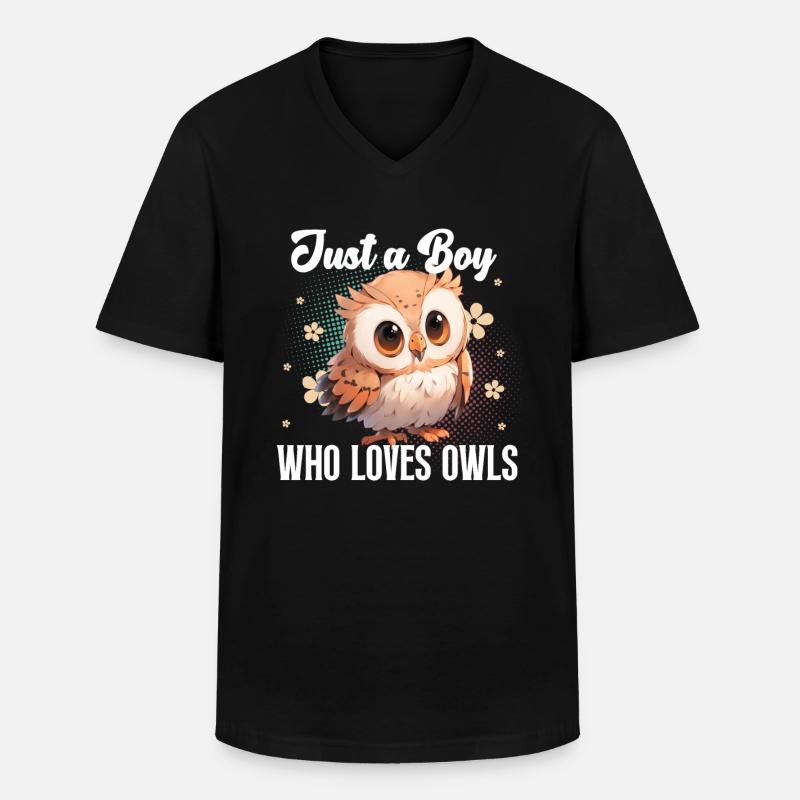 Eule Eulen - Männer-T-Shirt mit V-Ausschnitt - Schwarz