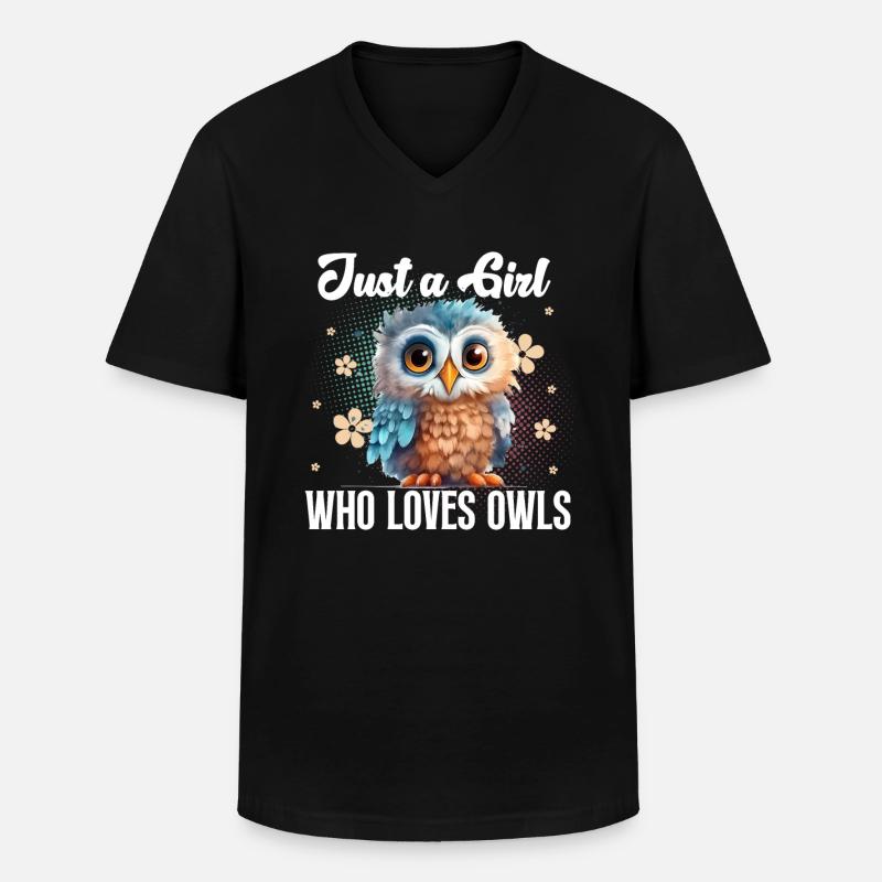 Eule Eulen - Männer-T-Shirt mit V-Ausschnitt - Schwarz