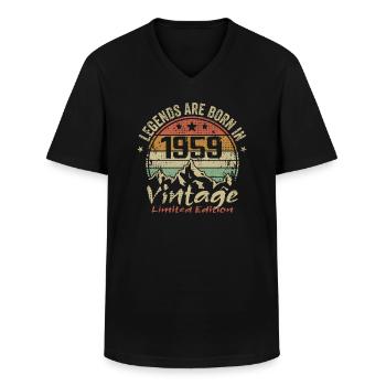 Les Légendes Sont Nées En 1959 - 1959 - T-shirt col V Homme - noir - Devant - AI Model Male 178 dark (178cm)