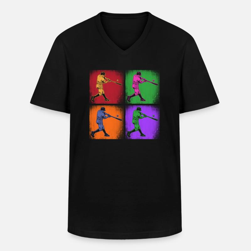 Lustiger Baseball - Männer-T-Shirt mit V-Ausschnitt - Schwarz