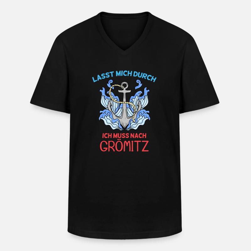 Grömitz Spruch - Männer-T-Shirt mit V-Ausschnitt - Schwarz