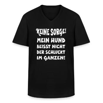 Keine Sorge mein Hund beisst nicht der schluckt im - Männer-T-Shirt mit V-Ausschnitt - Schwarz - Vorne - AI Model Male 178 dark (178cm)