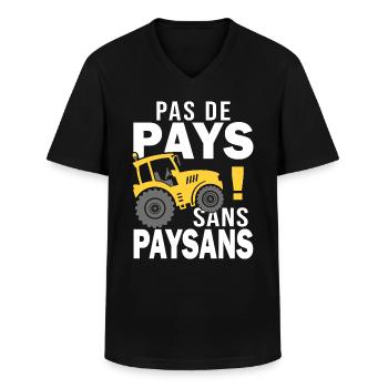 pas de pays sans paysan Tracteur agriculteur - T-shirt col V Homme - noir - Devant - AI Model Male 178 dark (178cm)