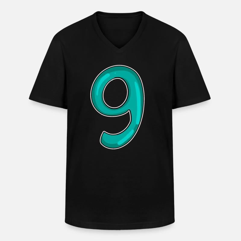 9 - Männer-T-Shirt mit V-Ausschnitt - Schwarz