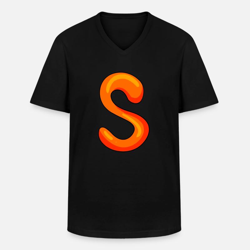 Buchstabe S Anfangsbuchstabe - Männer-T-Shirt mit V-Ausschnitt - Schwarz