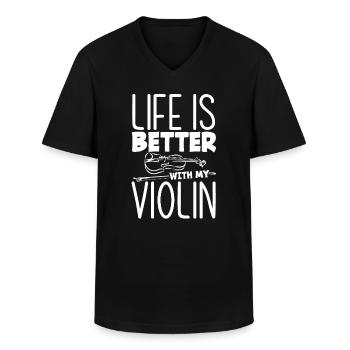 Violin Violin Violinist Violin Player - Men's V-Neck T-Shirt - black - Front - AI Model Male 178 dark (178cm)