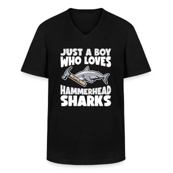 Requin marteau Requin marteau Requin cadeau requin - T-shirt col V Homme - noir - Devant - AI Model Male 178 dark (178cm)