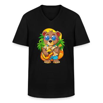 Lustige Bär Hund Cartoon Sommer Strand Sonnenbrille - Männer-T-Shirt mit V-Ausschnitt - Schwarz - Vorne - AI Model Male 178 dark (178cm)