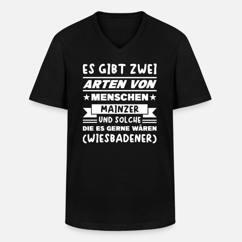 Mainz Wiesbaden Spruch - Männer-T-Shirt mit V-Ausschnitt - Schwarz
